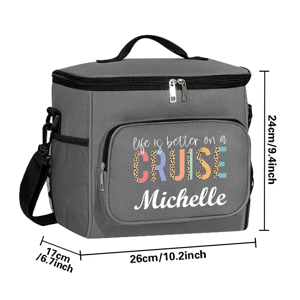 Personalized Customized Name Insulated One Shoulder Lunch Bag Office Large Capacity Bento Pouch Thickened School Lunch Box