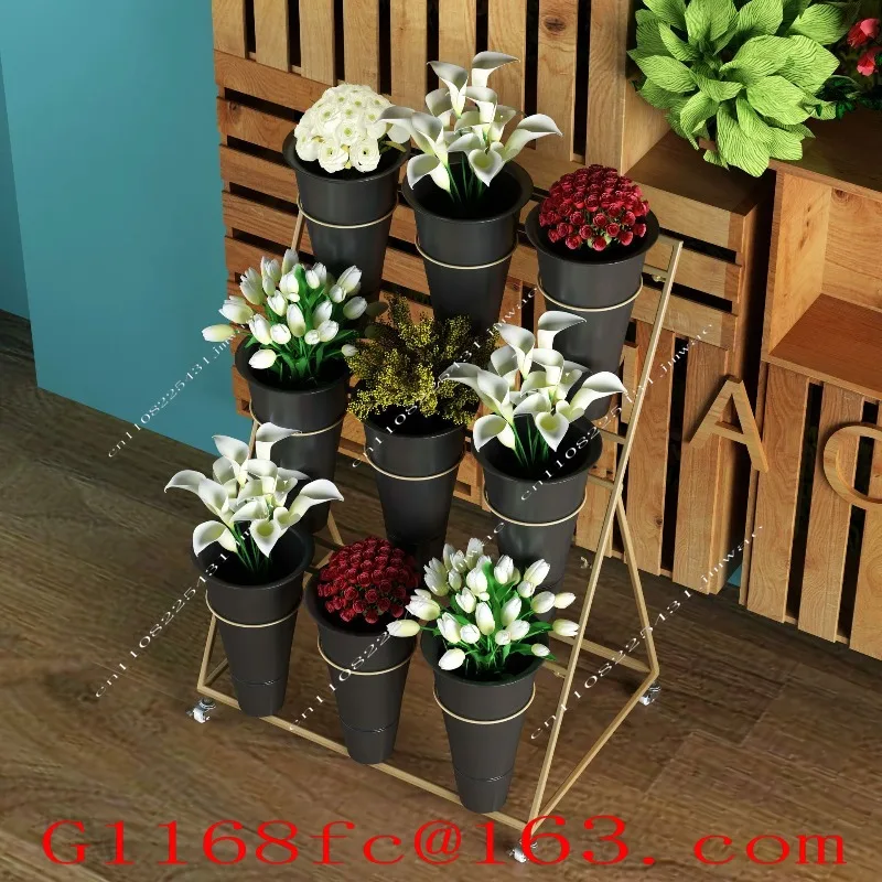 Flower Display Stand Multi-layer Flower Stand Wrought Iron Flower Bucket Stand