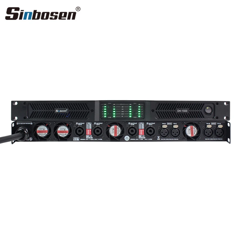 

Sinbosen Professional Sound Audio pa Amplifier 4 Ohm 2500w D4-1500 Class d Amplifier for Home Use