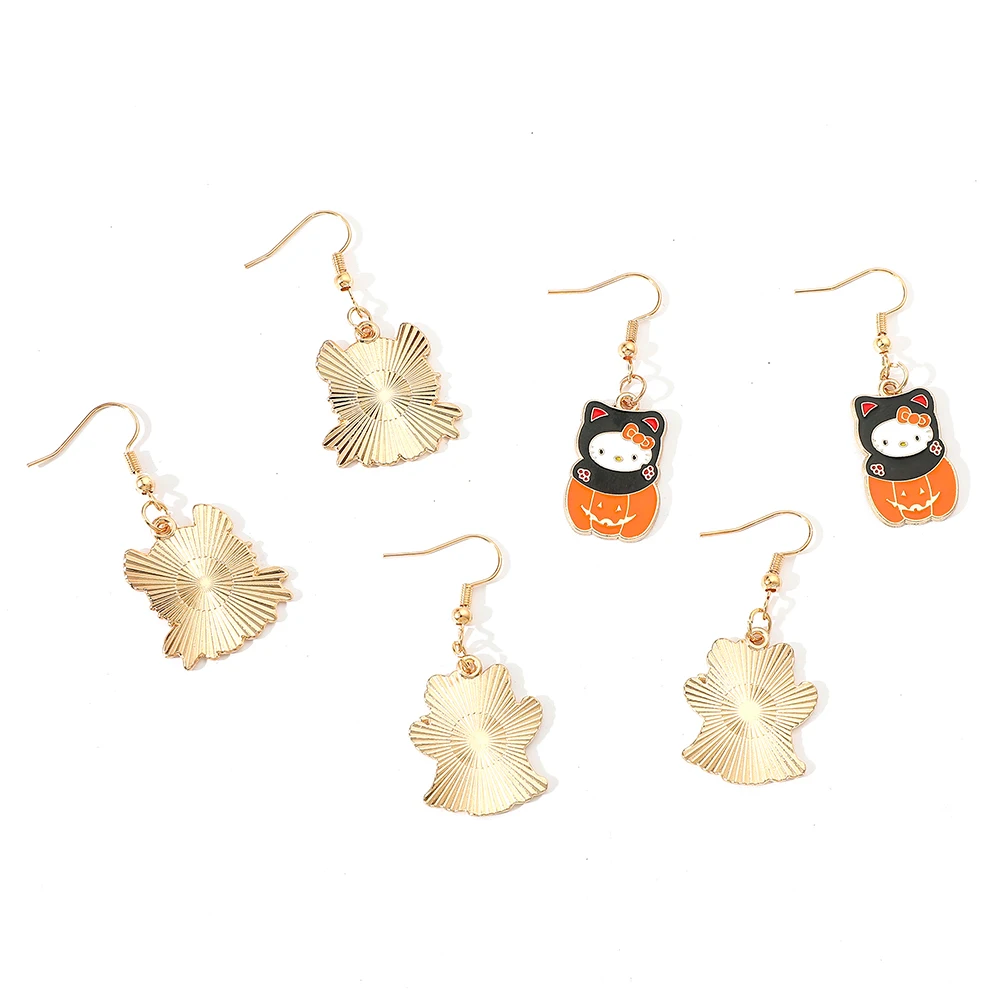 Sanrio Halloween Cartoon Earrings for Women and Girls, Hello Kitty, Demon Ghost, Party Accessory