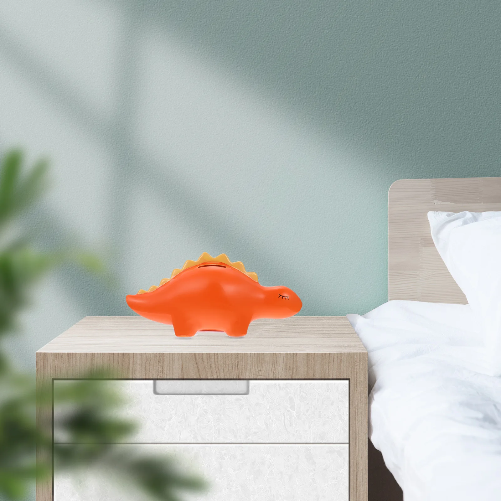 Abaodam 1pc セラミック恐竜貯金箱オレンジ動物貯金おもちゃかわいいコンテナ置物プレイセット