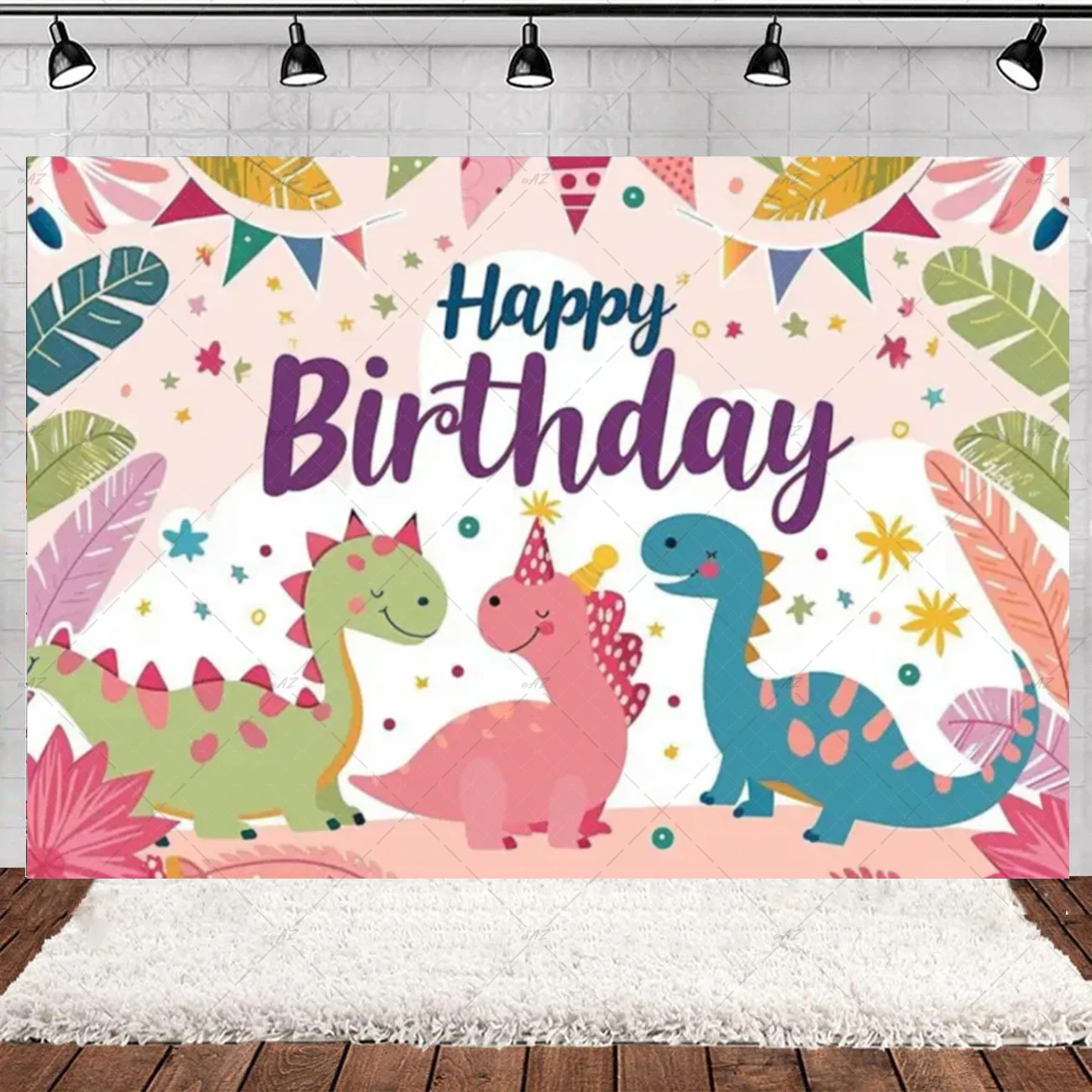 Cartoon Cute Dinosaur Child Birthday Party Photo Background Jurassic World Dino Poster Backgrounds For Baby Shower Boy Girl Gift view 5