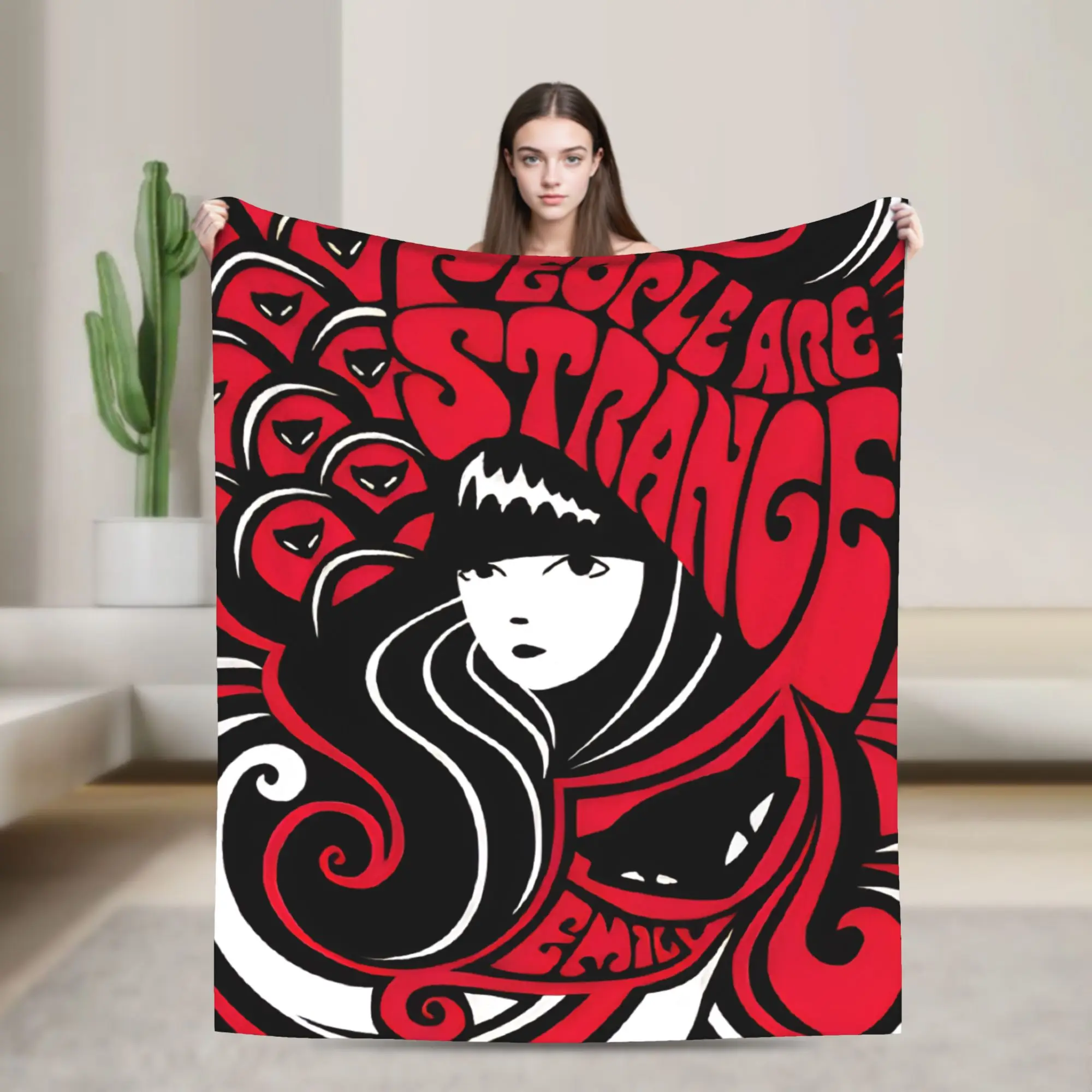 

E-Emily the Strange Blankets Cartoon Flannel Throw Blankets Bed Sofa Printed Lightweight Bedsprea,