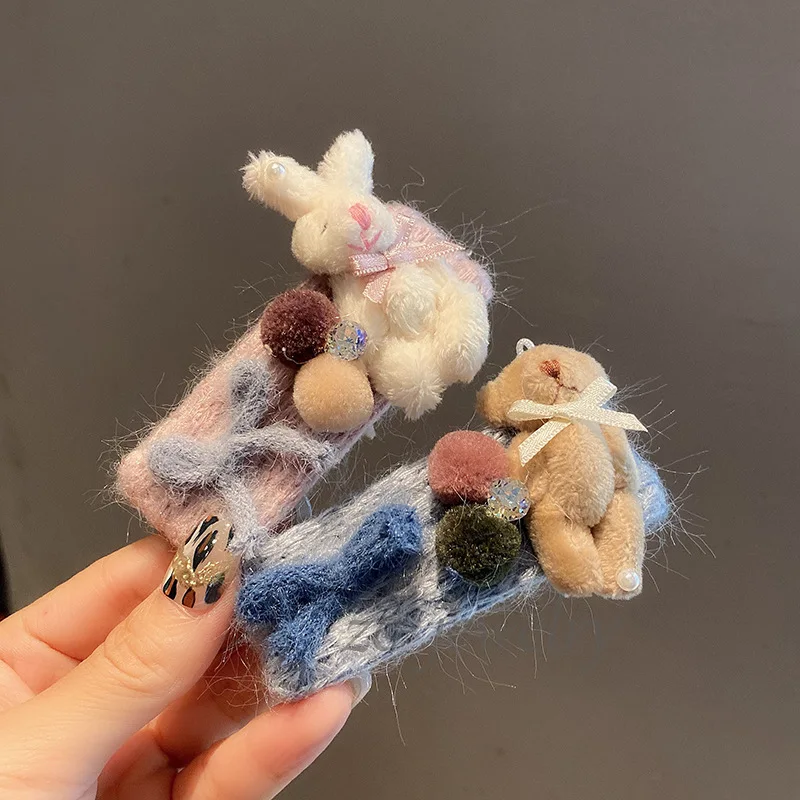 

Korean Dongdaemun Sweet Cartoon Plush Bear Hair Clip for Women SweetinsSide Cute Age-Reducing Hair Clip Hair Accessory