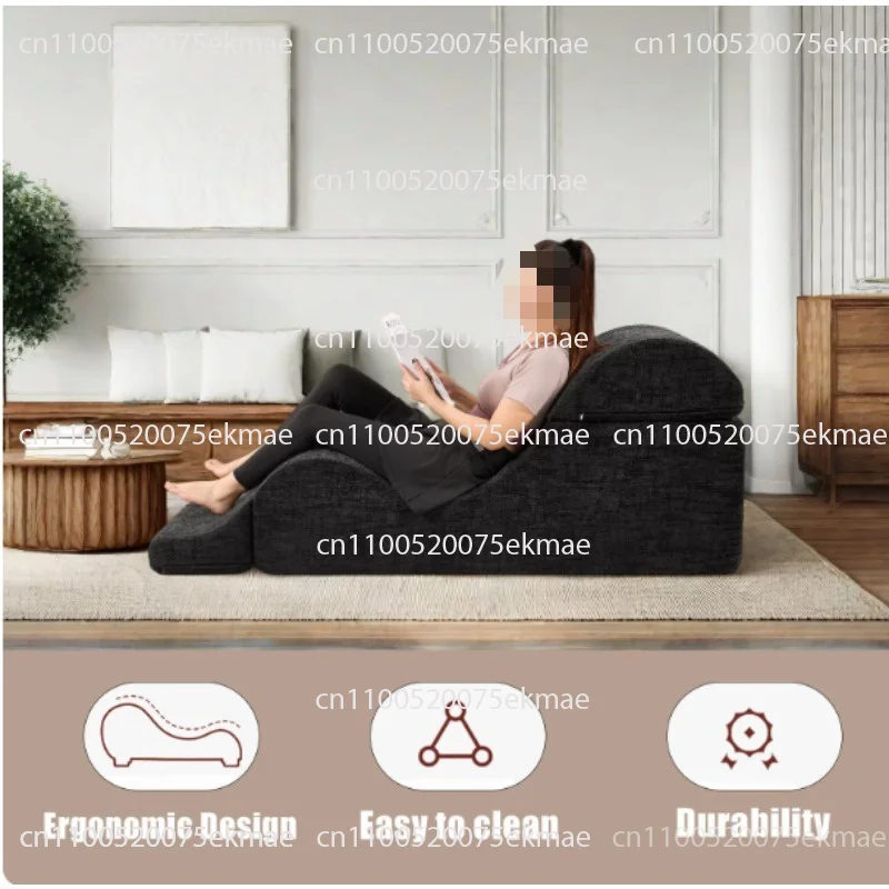 Adult Convertible Yoga Chair Ergonomic Foam Lounge with Waist Pillow Washable Cover Side Pouch