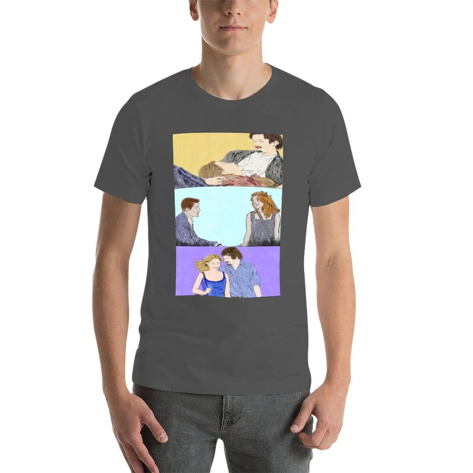 قبل شروق الشمس ثلاثية - تي شيرت بألوان مائية للرجال تي شيرت جرافيك مضحك تي شيرت رجالي #4