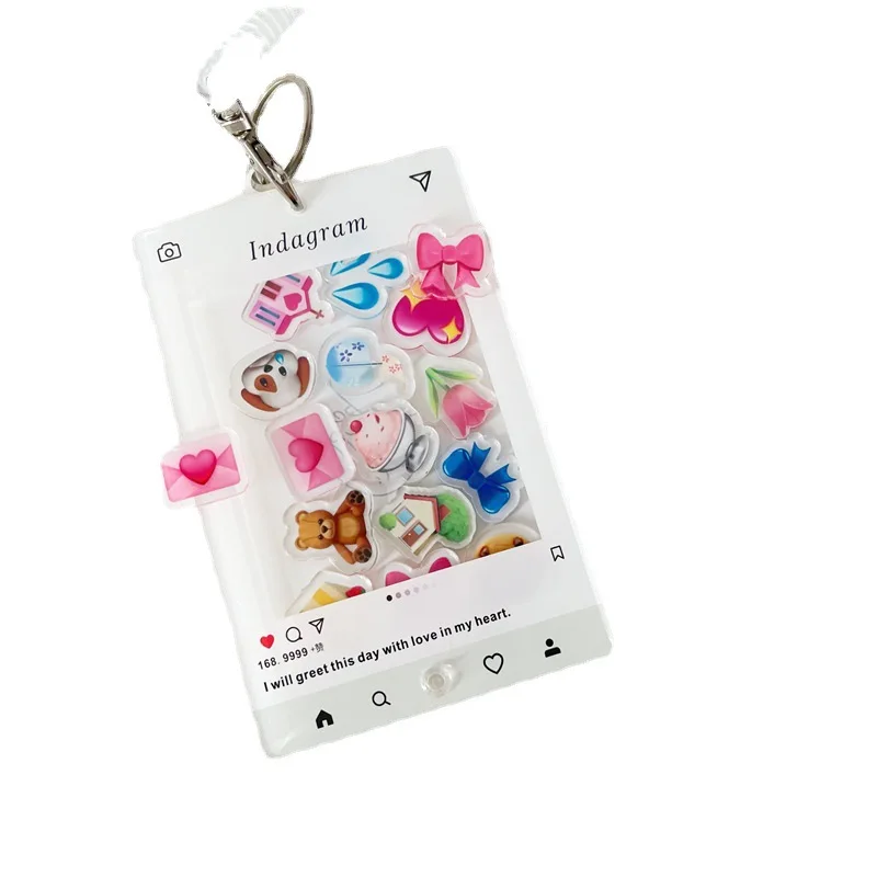 Simple INS Acrylic Frame Small Emoticon Decorative Pendant with Rocking Music Keychain DIY Guka Keychain Customization