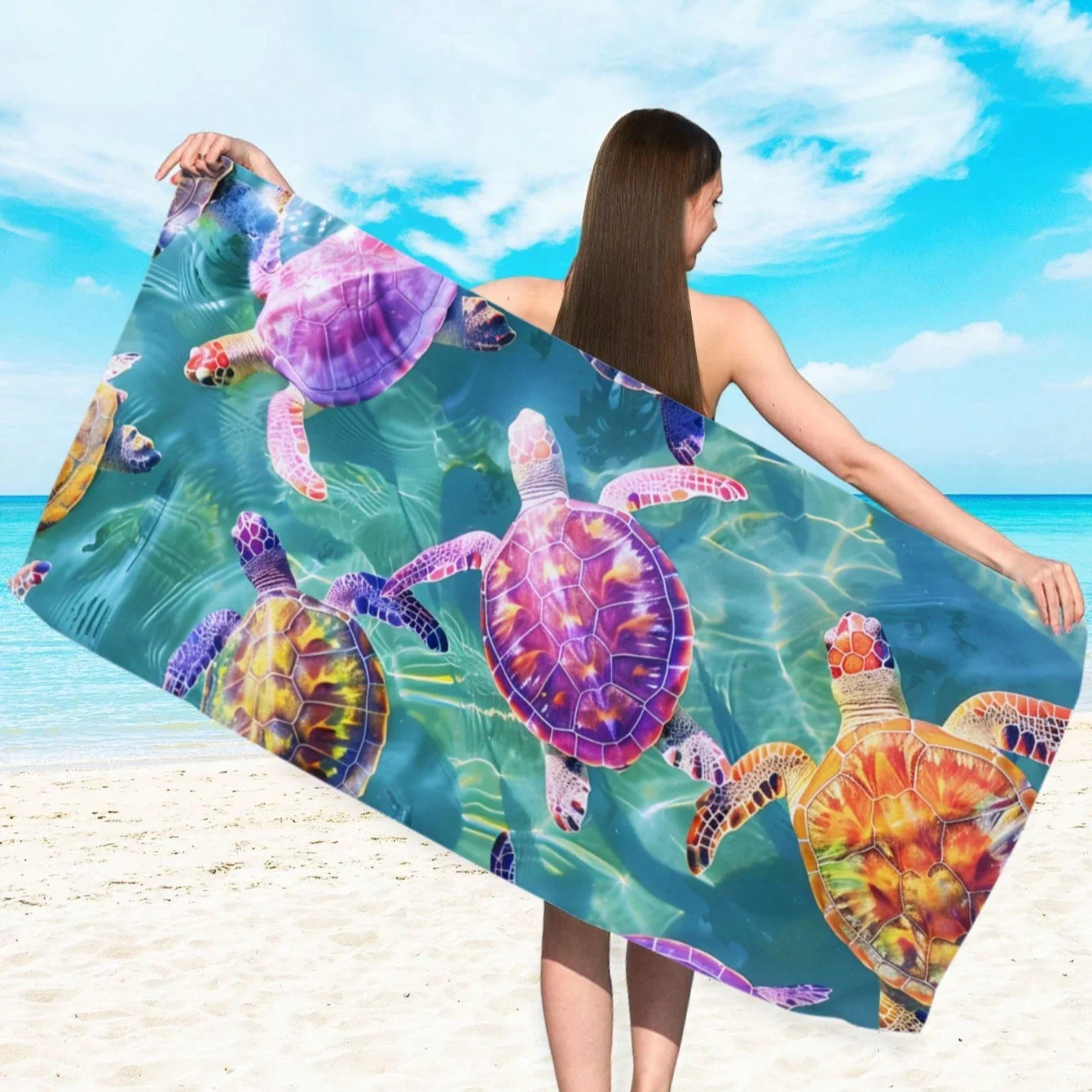 1pc Style Blue Mandalay Pattern Beach Towel,Ultra-Fine Fiber Beach Blanket,Highly Absorbent Bath Towel,Suitable For Summer