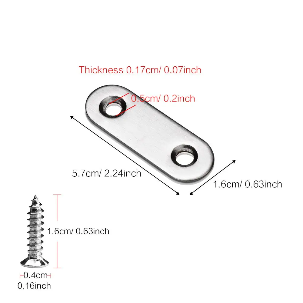 Stainless Steel Flat Mending Repair Plate Bracket Connector, Flat Straight Brace Fixing Repair Plated Joint Bracket, 2.2X0.63 in