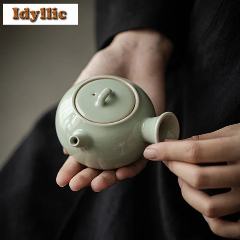 

165ml Celadon Side Handle Teapot Ancient Tea Infuser Pot Household Tea Making Kettle With Ball Hole Kung Fu Tea Drinkware Gift