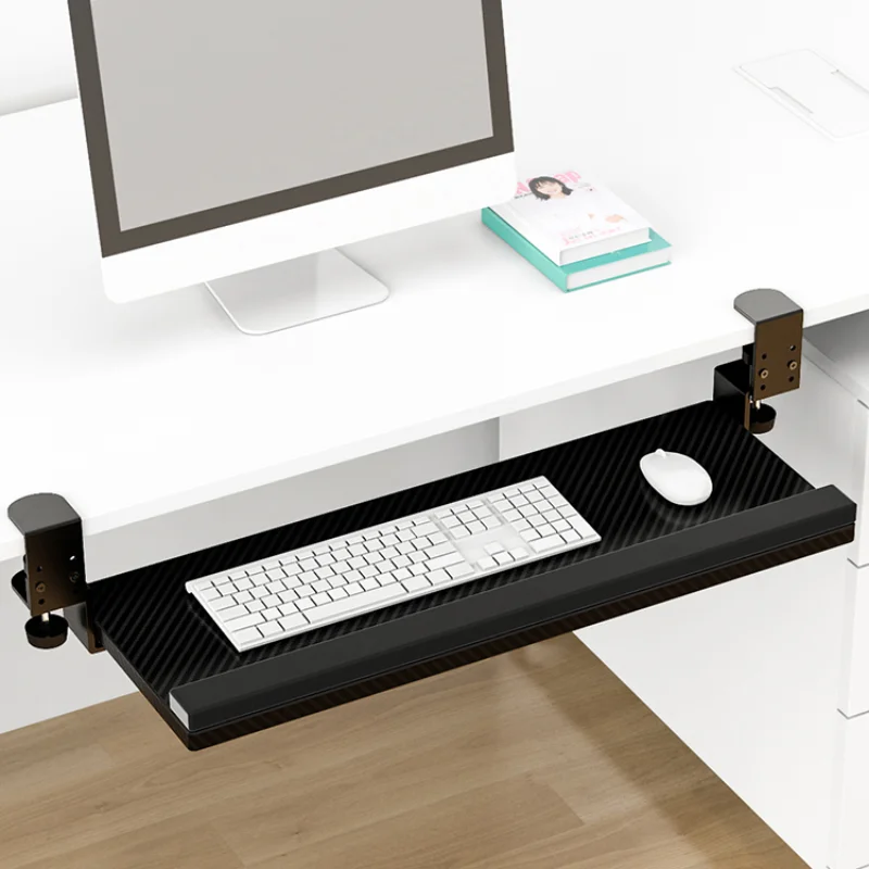 

Non punching keyboard rack slide rail, computer desk drawer with added tray, retractable mouse bracket