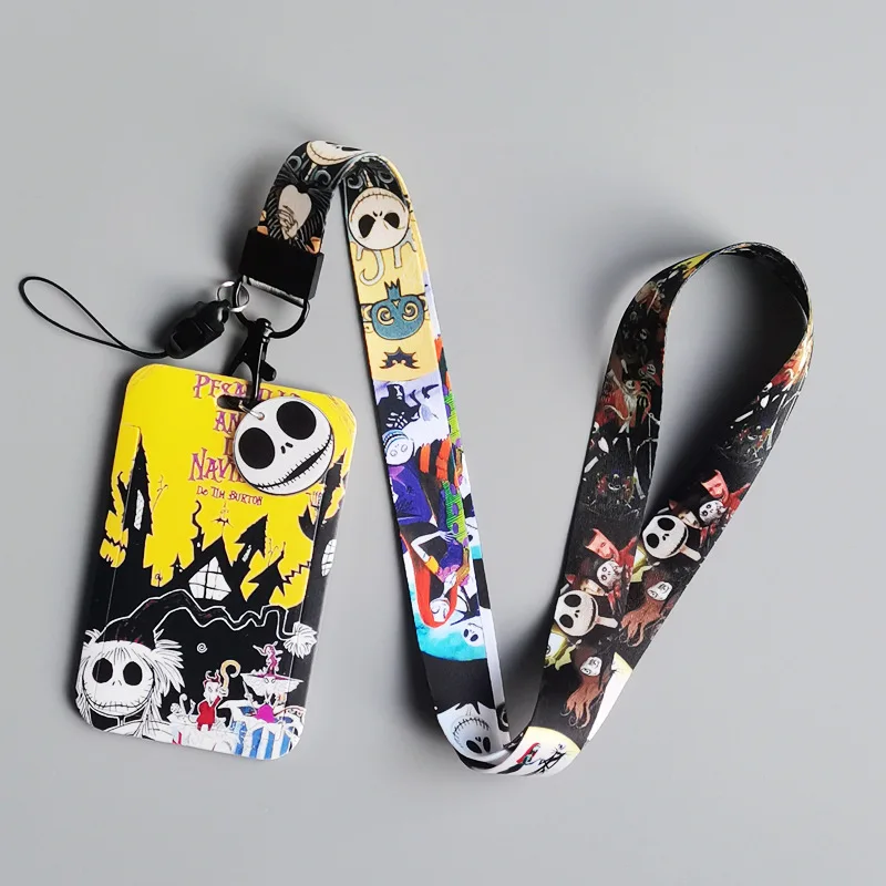 1 Set Disney Jack Skellington Pvc Card Cover Campus Card Mickey Minnie Opknoping Tas Kaarthouder Lanyard Id-kaart