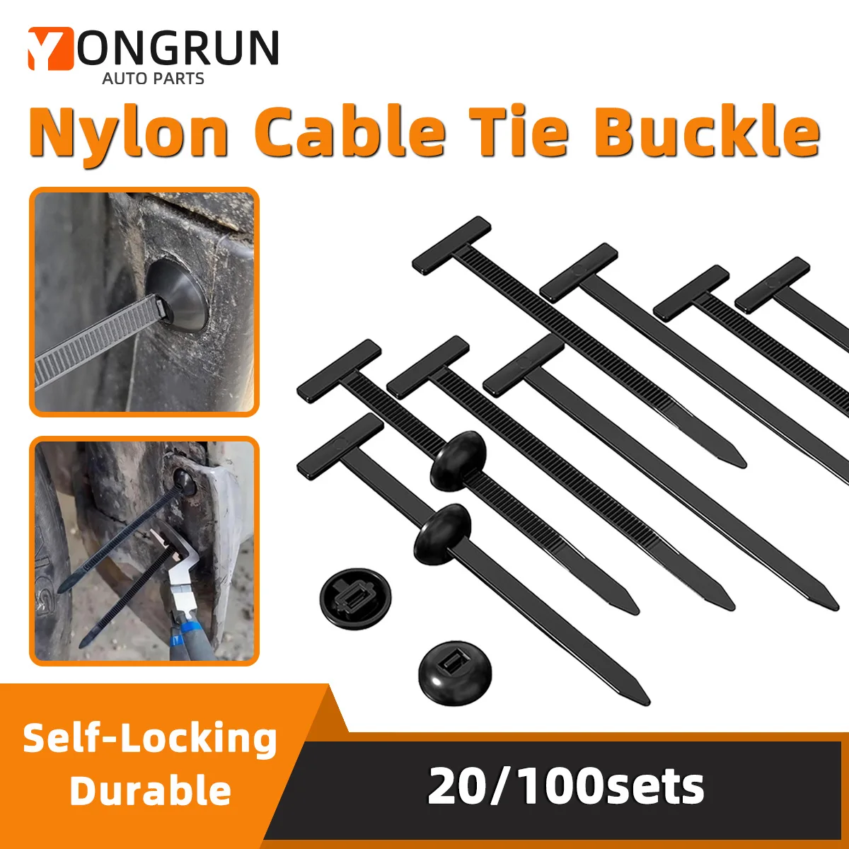 Nylon-Kabelbinder-Schnalle Multifunktionale Befestigungsgurte Selbstverriegelnd Passend für Auto-Innenrohr-Kabelbefestigung Bündel-Fixierung – Detail 1