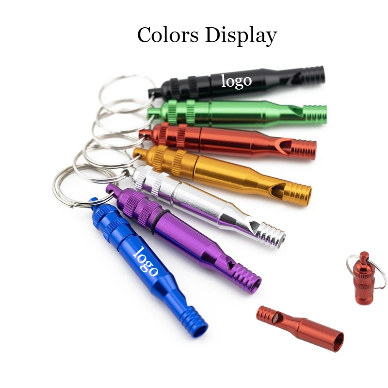 50PCS Personalized Aluminum Alloy Detachable Outdoor Survival Whistle Mini Training Whistle Keychain Gift Customization