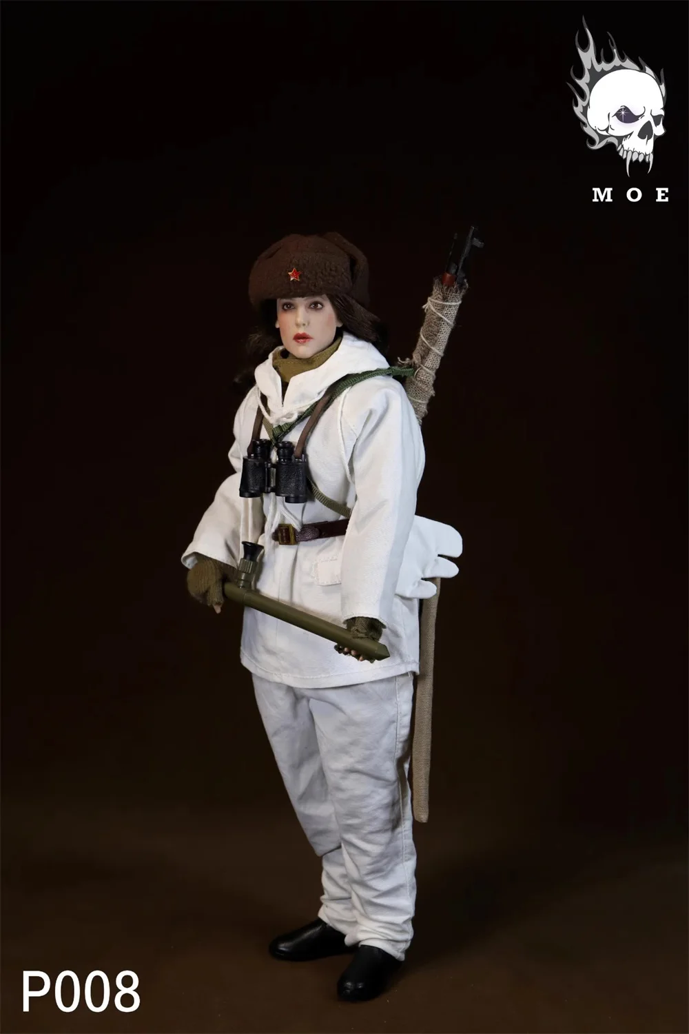 1/6 MOETOYS P008 WWII Series Soviet Female Sniper Winter Snow Full Set Action Figure with Platform Gift For Fan Collect