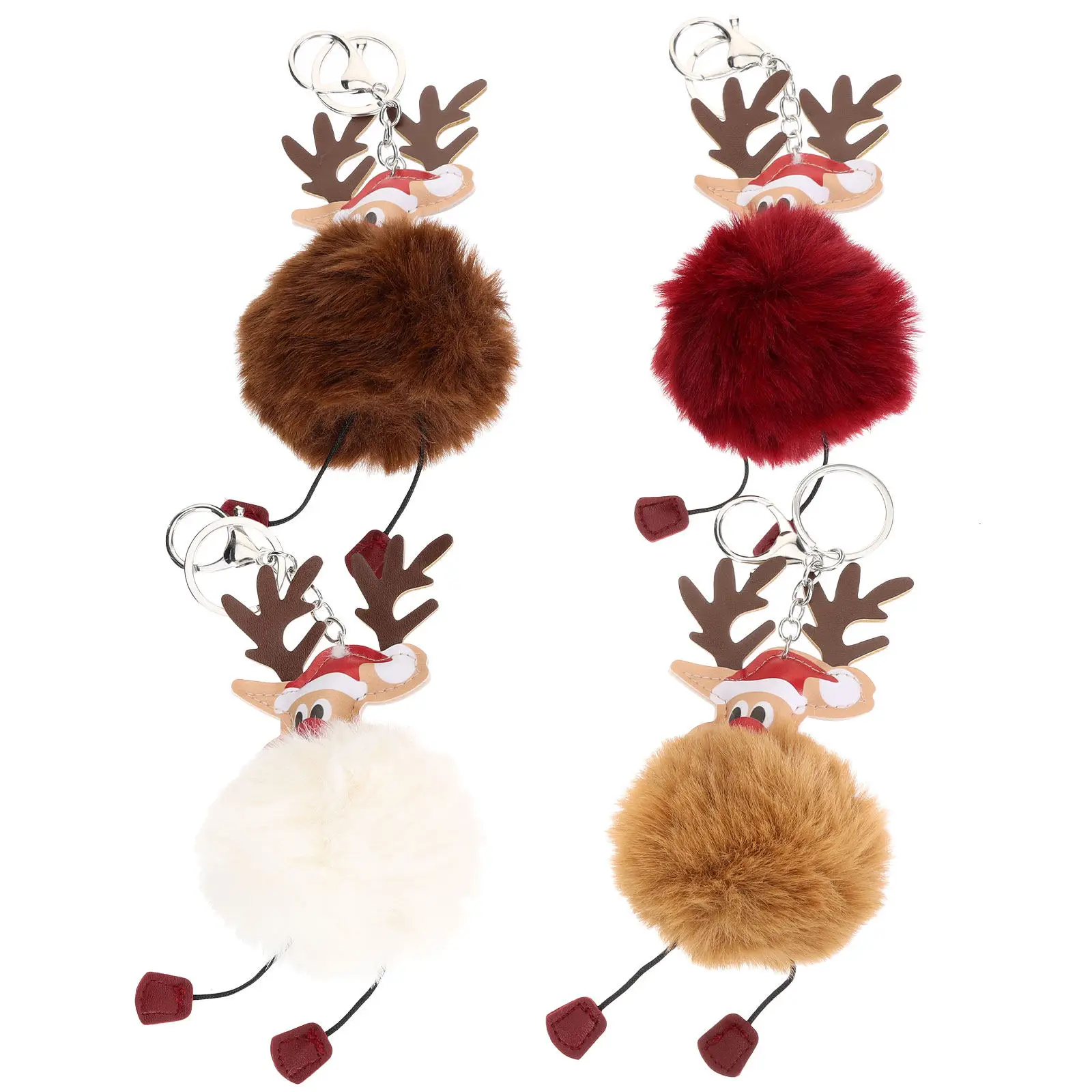 

Набор из 4 брелоков в виде лося, мягкие мультяшные брелоки, мини-подвески для сумок, брелоки для автомобильных ключей, женский рождественский подарок