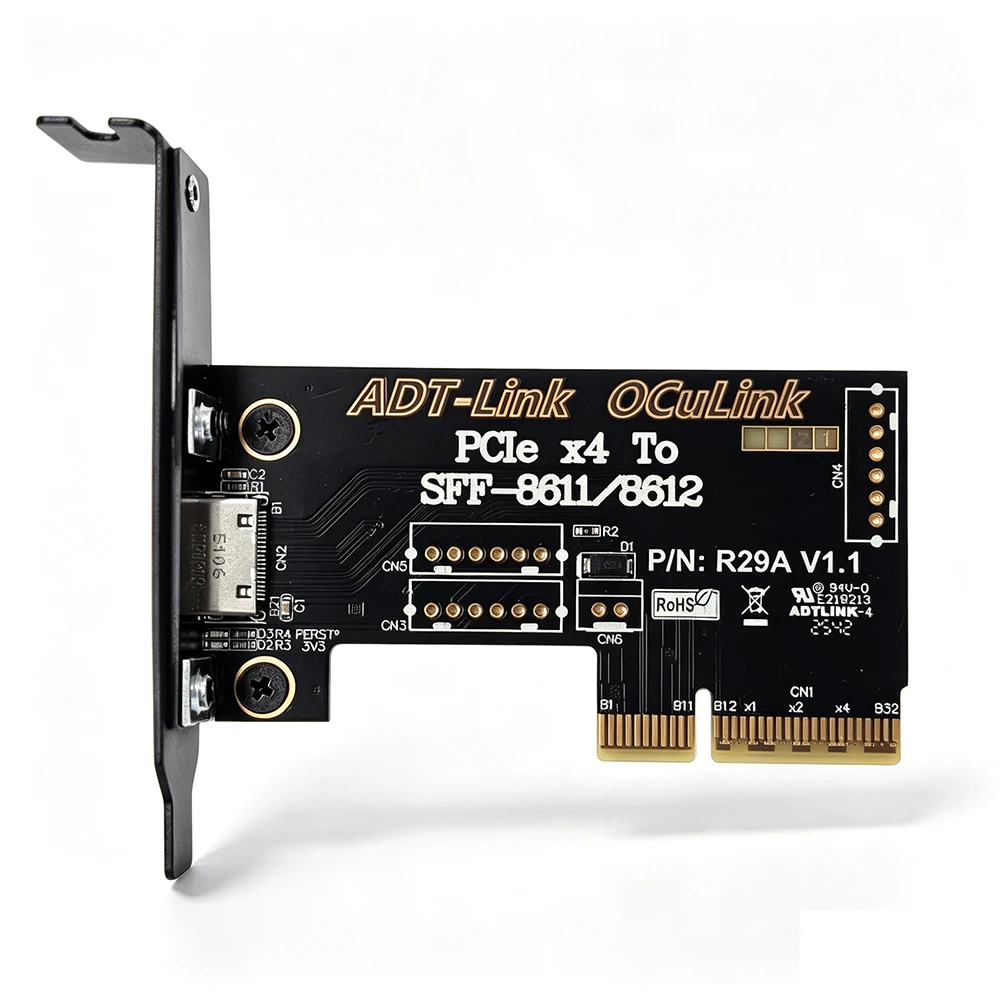 PCIe 5.0 / 4.0 X4 To SFF‑8611 SFF‑8612 OCuLink Adapter Card R29A R29Q for External GPU Graphics Card External Chassis Expansion