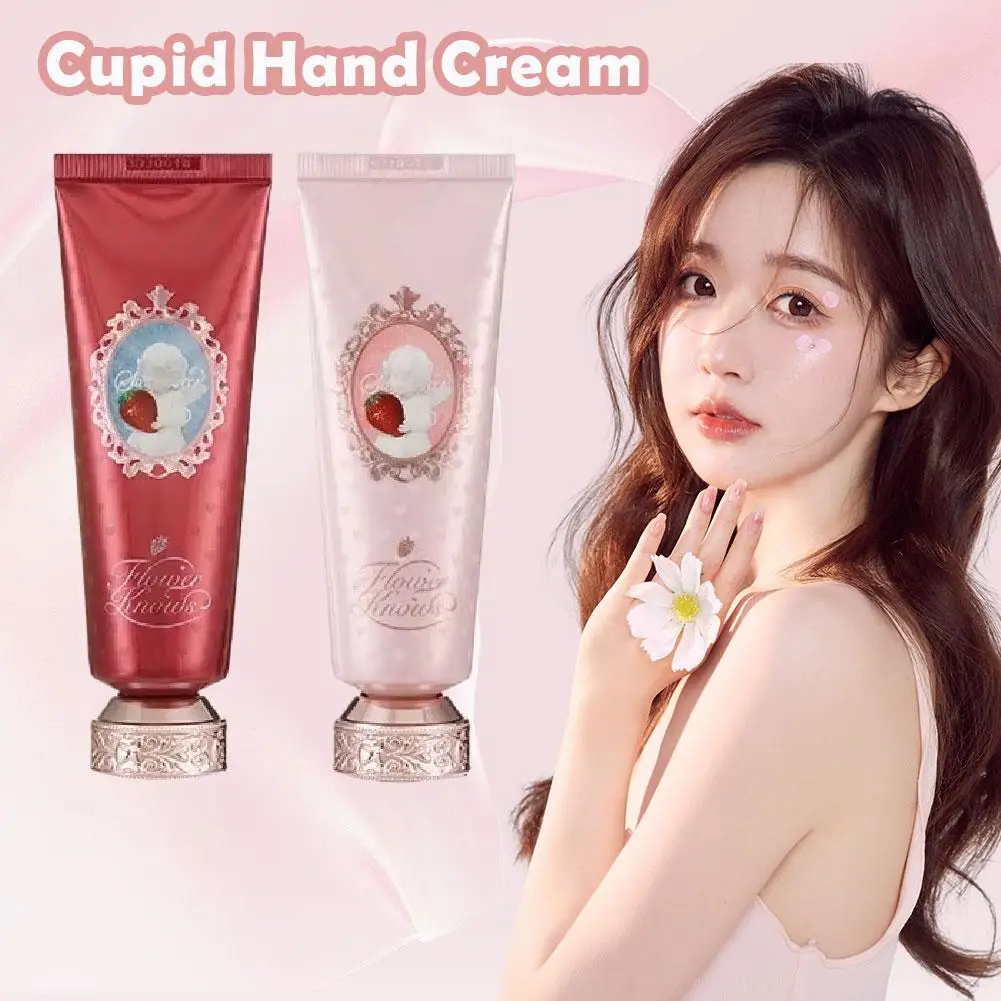 50 مل كريم اليد المعطر على شكل كيوبيد بالفراولة - مرطب ومغذي وتبييض لطيف للاستخدام اليومي للنساء لوشن العناية بالبشرة حليب الفواكه