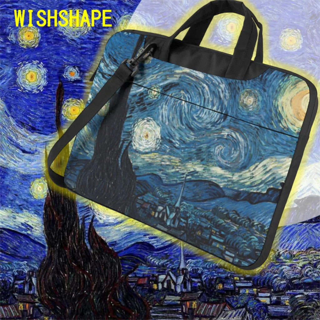 Imagem -04 - Van Gogh Bolsa para Laptop com Alça Bolsa Protetora para Computador Bolsa para Laptop de Viagem Elegante