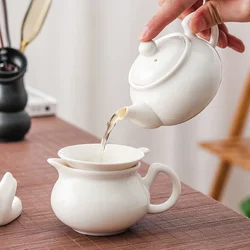 Chinese White Porcelain Teapot, Ceramic Tea Infuser, Handmade Filter Xishi Pot, Traditional Porcelain Tea Set