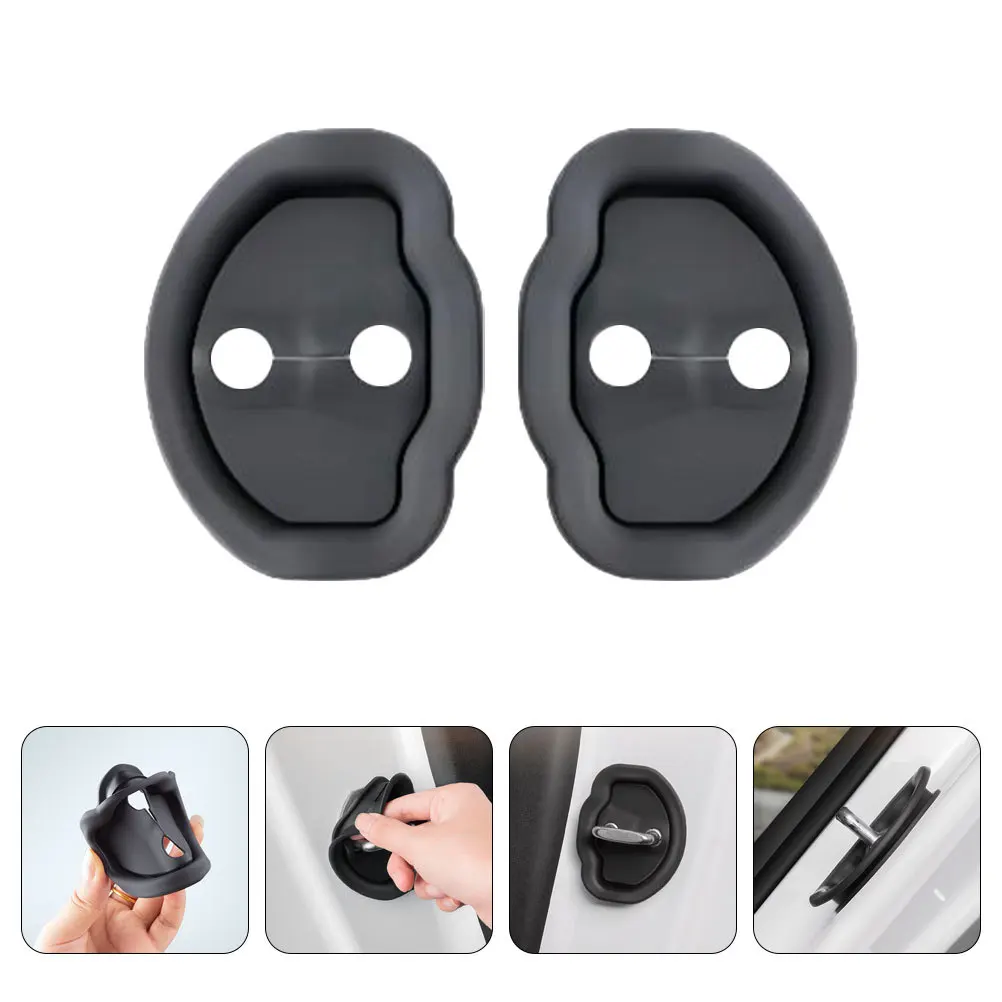 

4pcs Car Door Lock Protective Pad Silicone Door Latch Protective Cover Noise Reduction Vibration Absorption For Vehicle Doors