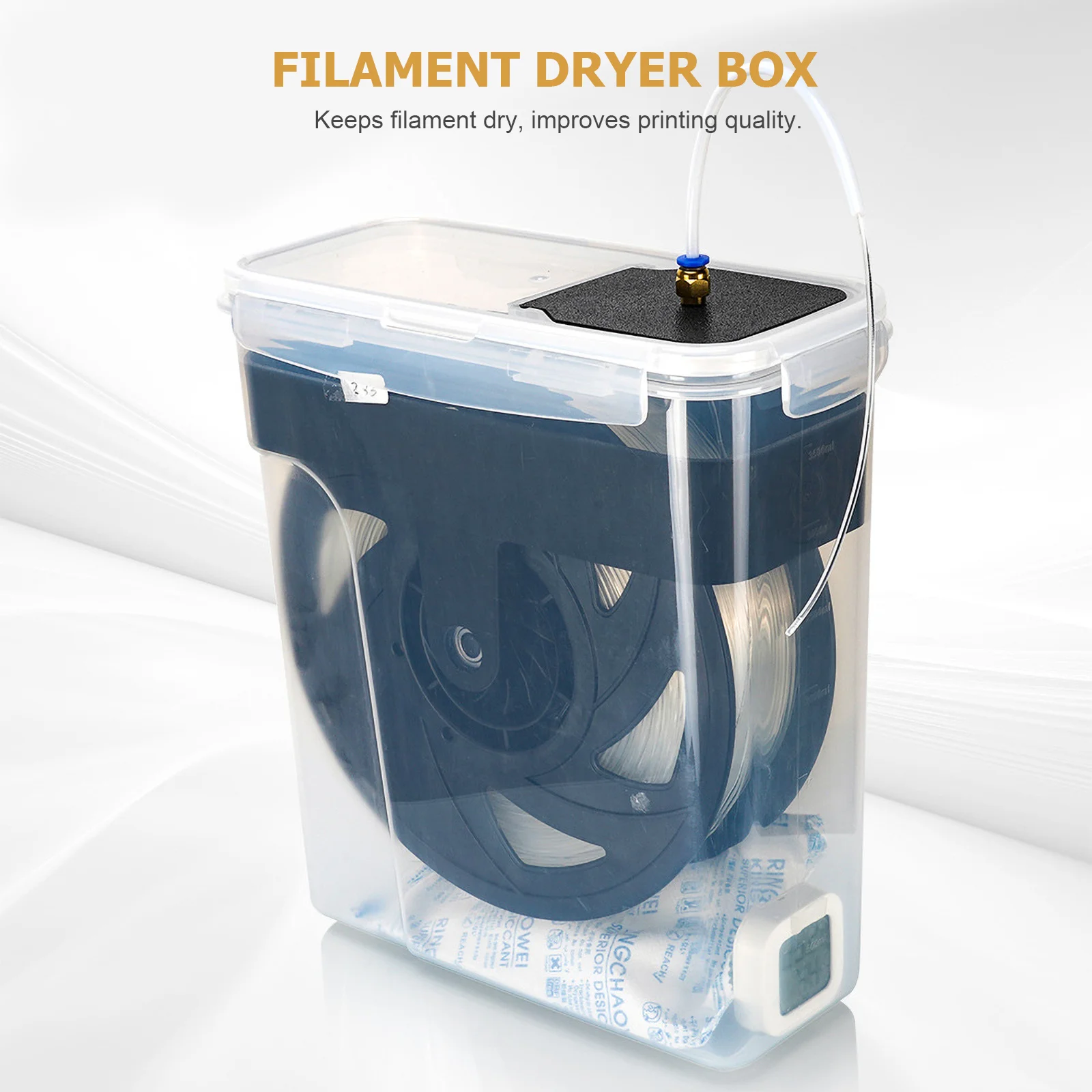 1 set 1 Set 4L Filament Dryer Box For 3D Printer Temperature Humidity Monitor Storage Container 0.5 1Kg Spool Holder Dry Box For