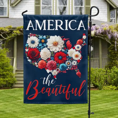 America The Beautiful Floral USA Map 4th Of July Flag Garden Flag KKL AAL HHM WZZ yyi