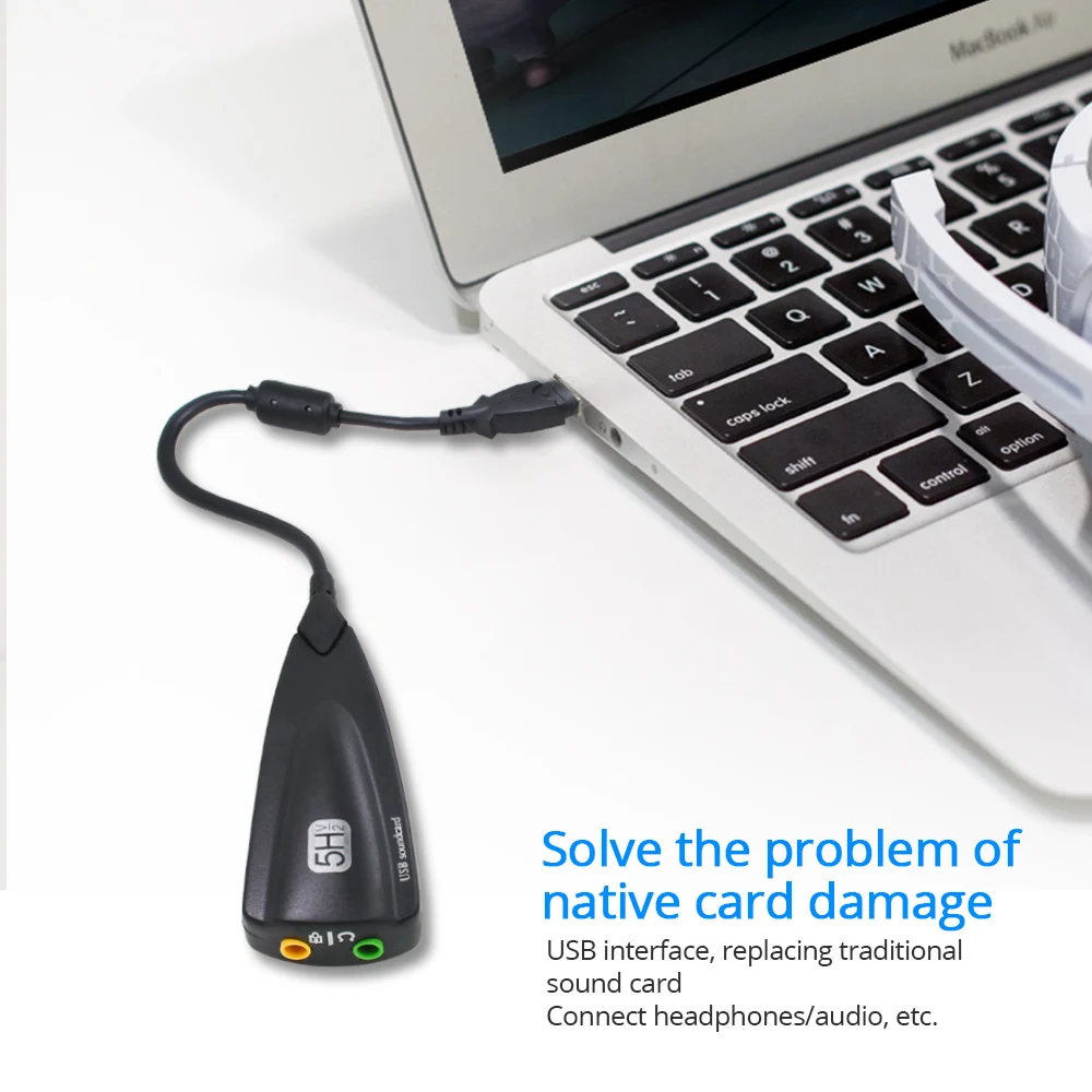 5HV2 Stereo 7.1 Channel with Cable Sound Card USB Sound Card Computer Games Dedicated External High-End Sound Card