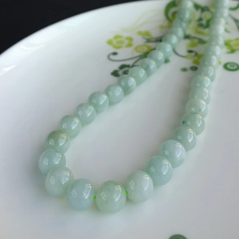 Nanyang, Henan Jade Jadeware Jadeite Jade Bead Necklace NaturalaLight Green round Beads Necklace with Certificate