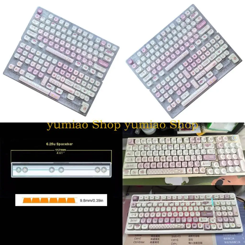 587B Rabbit 136Keys MOA Profile Keycaps PBT Dye-Sub for Mechanical Keyboards