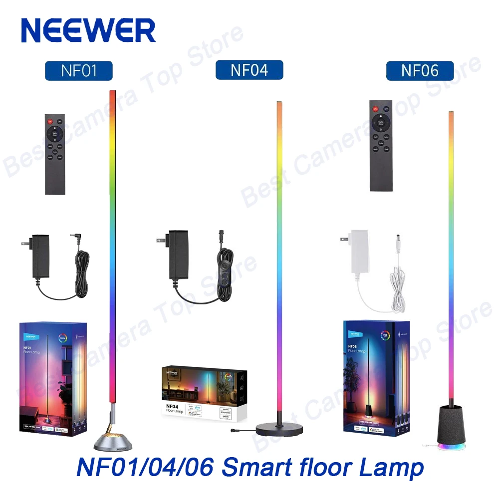 

Смарт-торшер NEEWER NF01/04/06 RGBCW, совместимый с Alexa/Google, управление через приложение, синхронизация с музыкой для современного декора гостиной/спальни