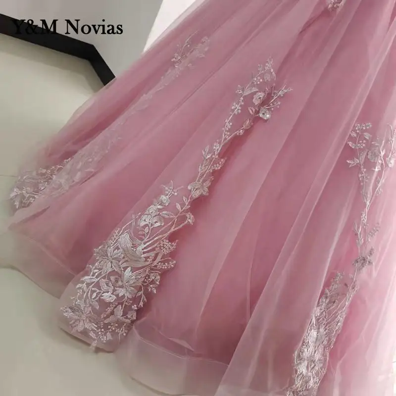 Echte Video Off De Schouder Nieuwe Quinceanera Jurken Applique Elegante Mooie Vestidos De Partij Prom Formele Bloemenprint Custom