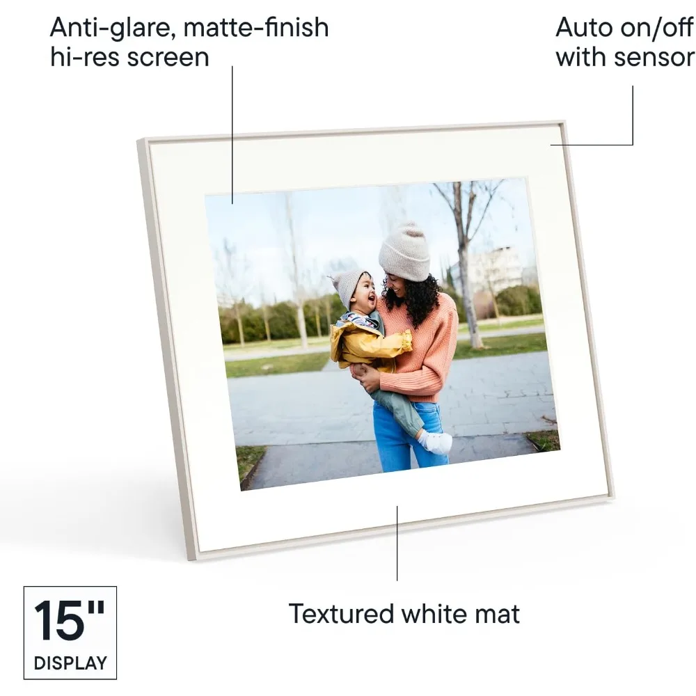 Digital Picture Frame WiFi 15 Inch Wireless Photo Frame with Free Unlimited Cloud Storage Easy Setup App Control Send Photos