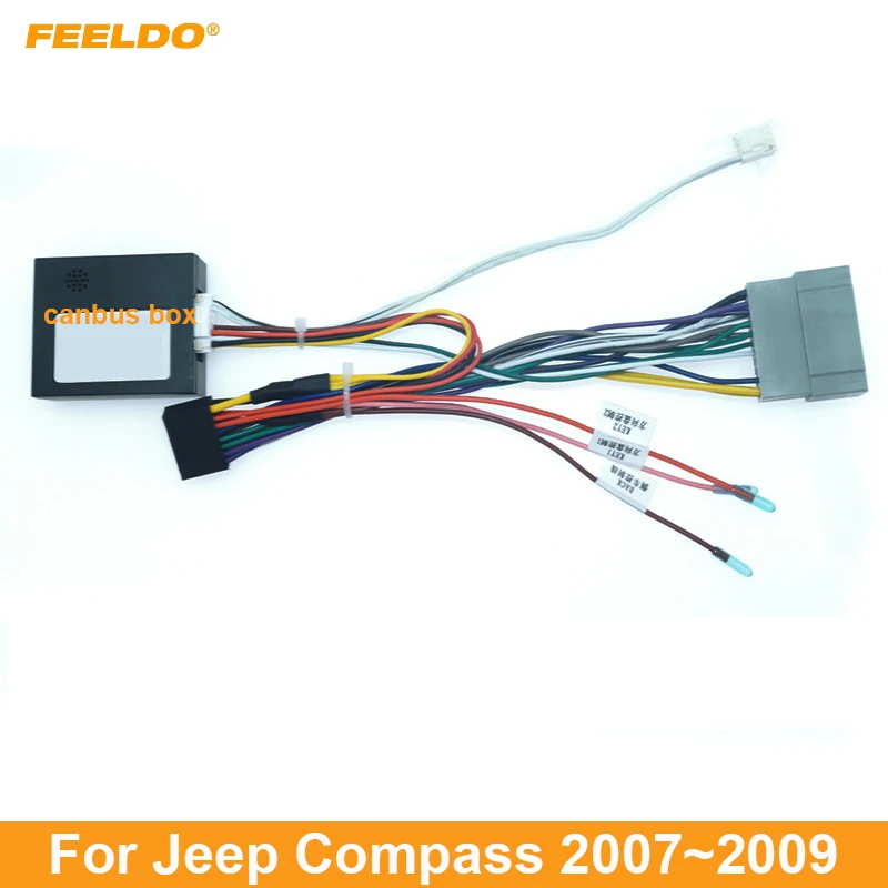 

FEELDO Car Audio 16PIN Android Power Cable Adapter With Canbus Box For Jeep Compass 07~09 Radio Wiring Harness