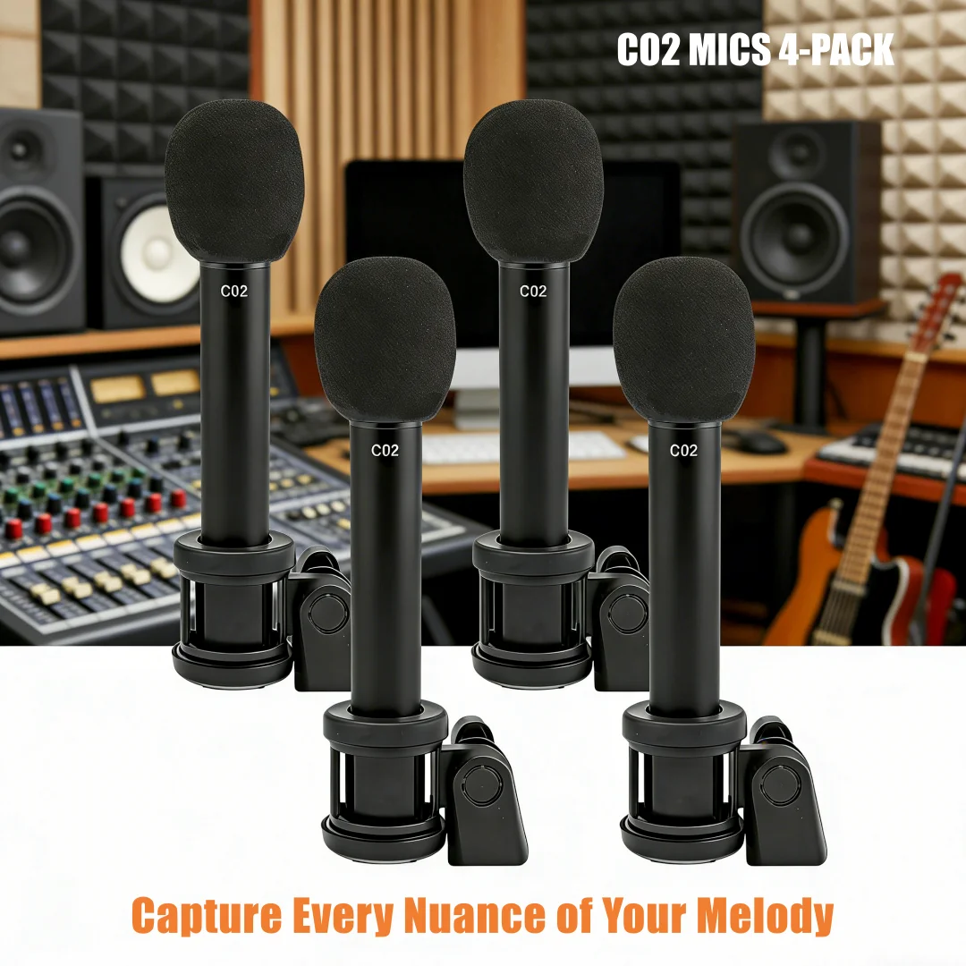 4 szt. C02-Czarne Mikrofony Pojemnościowe Zestaw Mikrofonów do Instrumentów Interfejs XLR Gitara Pianino Typu Pencil Profesjonalny Zestaw Mikrofonów do Nagrywania — zdjęcie produktu 4