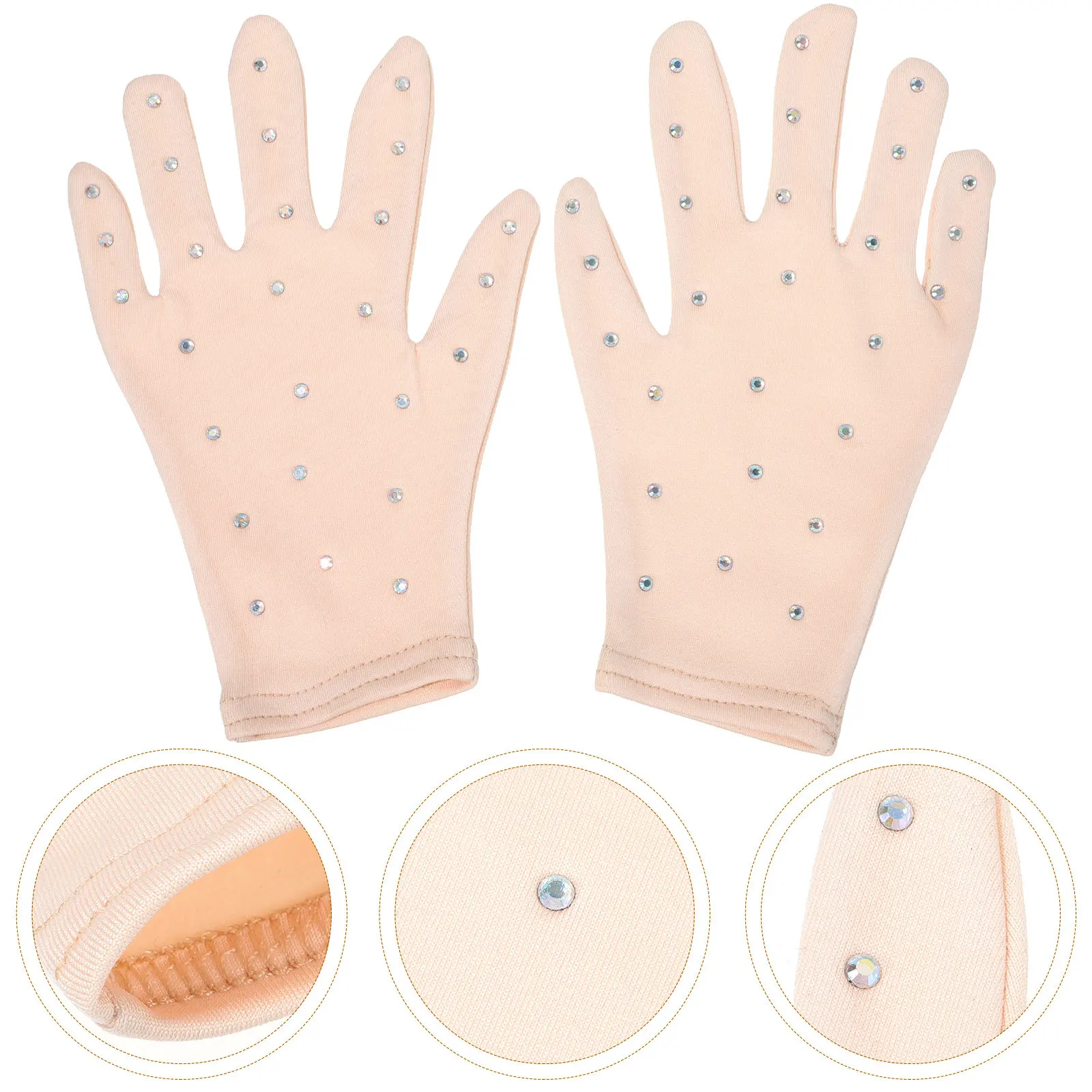 

1Pair Figure Skating Gloves with Sequin Decor Performance Stage Gloves for Girls Party Dance Wear Protective Comfortable