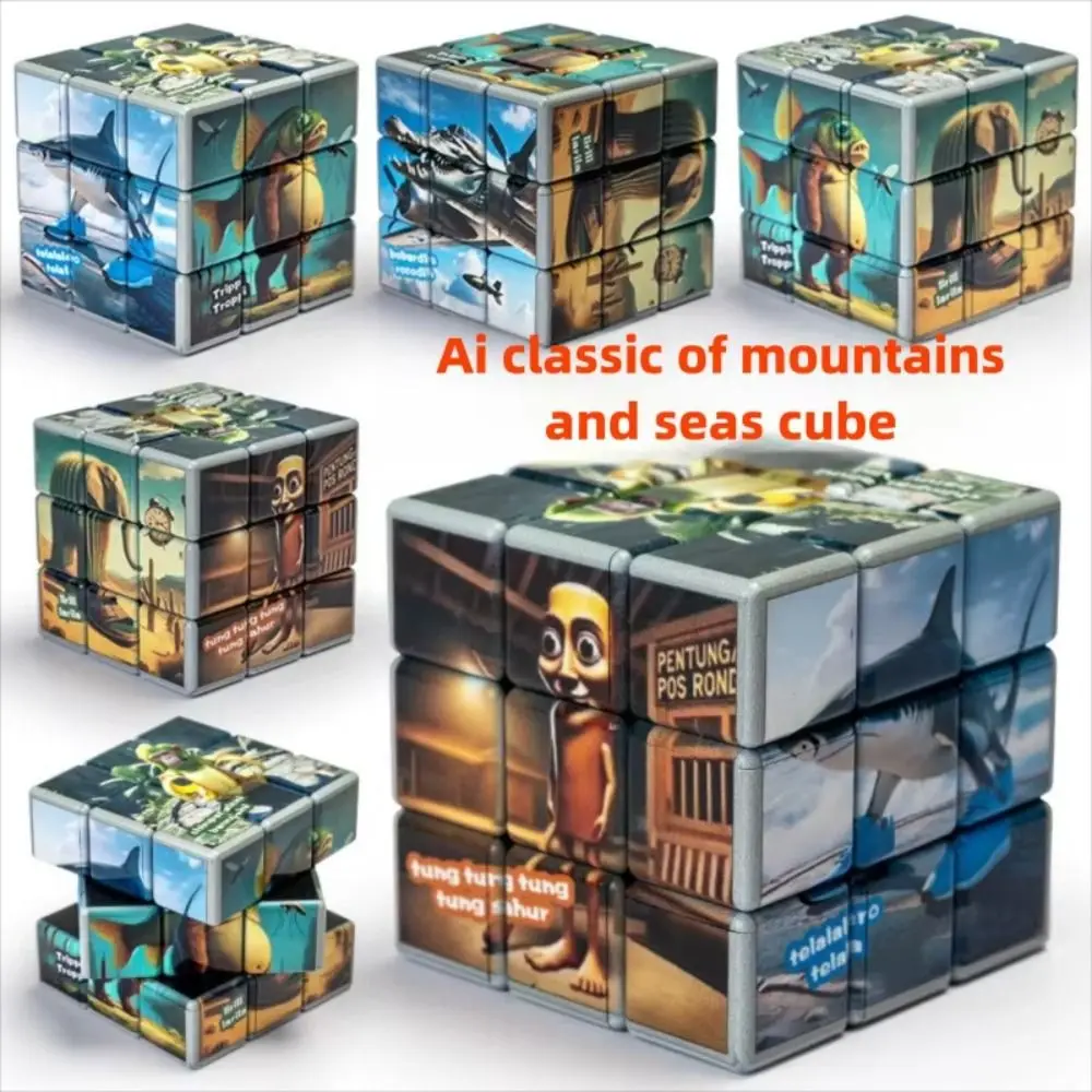 3×3 Speed Tung Sahur Cube Steve Alex Evoker Interaction Toy Classic Puzzle Cube Cartoon Multi-Element Tung Tung Sahur Toy