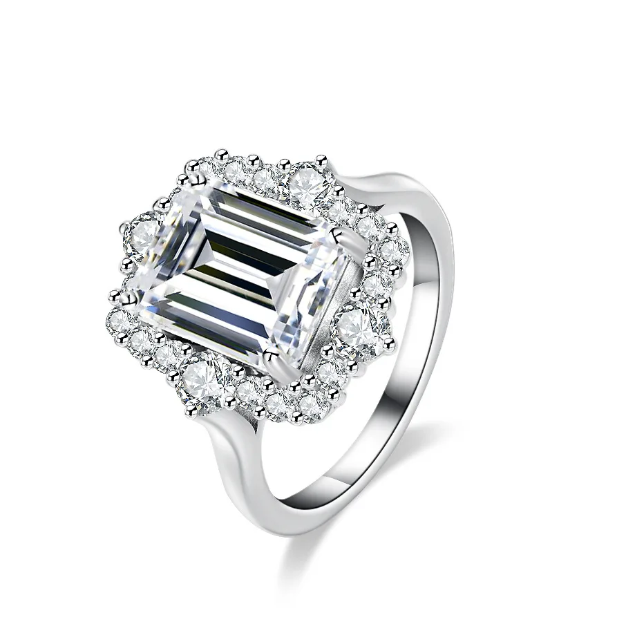 

Luxury Platinum PT950 Moissanite Ring Women's Special-shaped Diamond Zuma Green Rectangular Rectangular 4 karat Diamond Ring