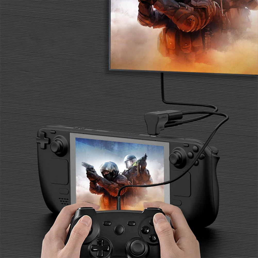 1 To 2 USB-C Male To USB-C USB-A Female Adapter 100W USB-C To USB-C USB-A Connector 20Gbps 180 Degree U-shaped for STEAM DECK