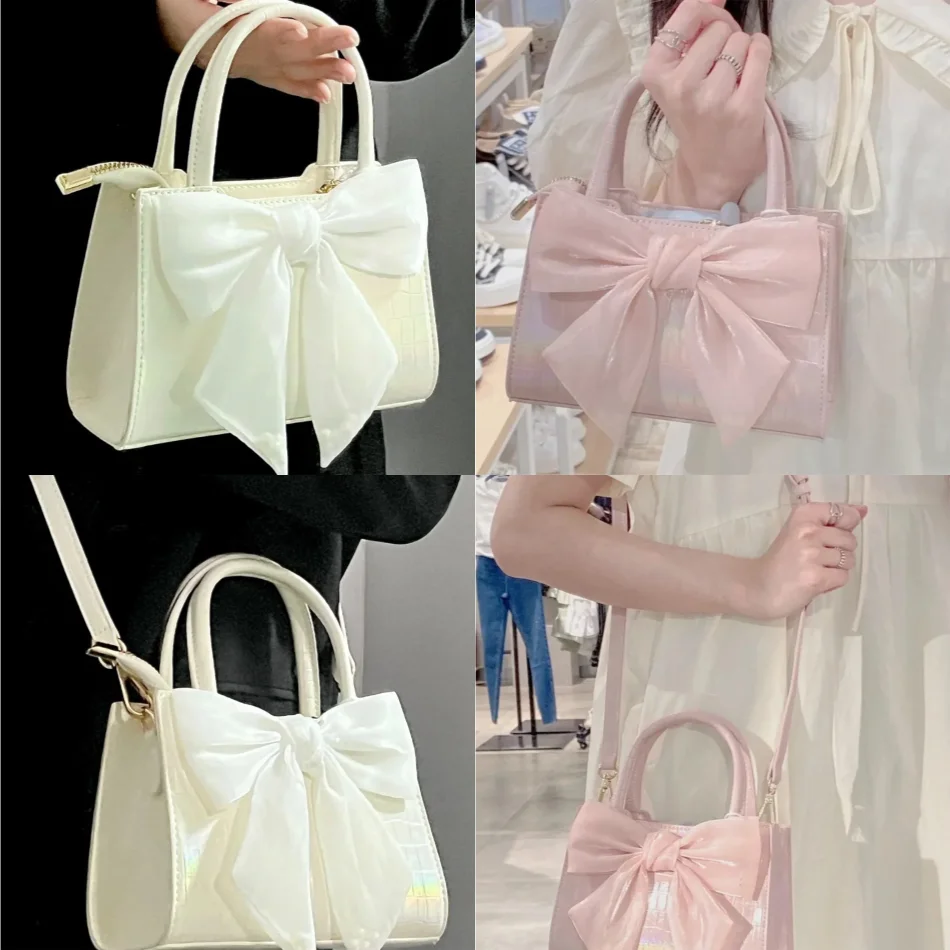

Fashion Women's Clutch Purse Handbags Summer Pink Bowknot Female Underarm Bags Sweet Girl's Small Square Shoulder Messenger Bag
