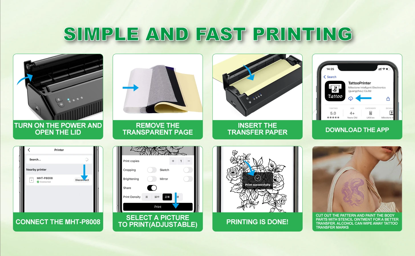 Imagem -05 - Mht-hot Selling Tattoo Stencil Printer Thermal Copier Machine Thermal Transfer Machine Connect Mobile Phone Computer Machine