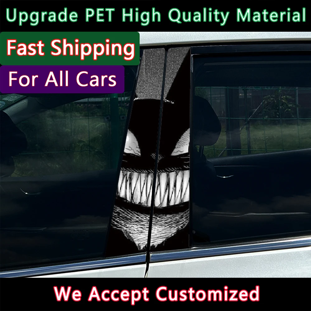 

Evil Cat Auto B Pillar Waterproof Car Stickers Decoration Cover Scratches DIY Car Doors Pillar Sunscreen Animal PET Decals