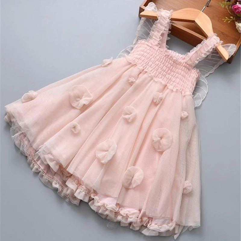 2024 Kids Butterfly Dresses for Girls Teenager  Children Flower Fairy Prom Evening Costume Summer with Angel Wings Boutique