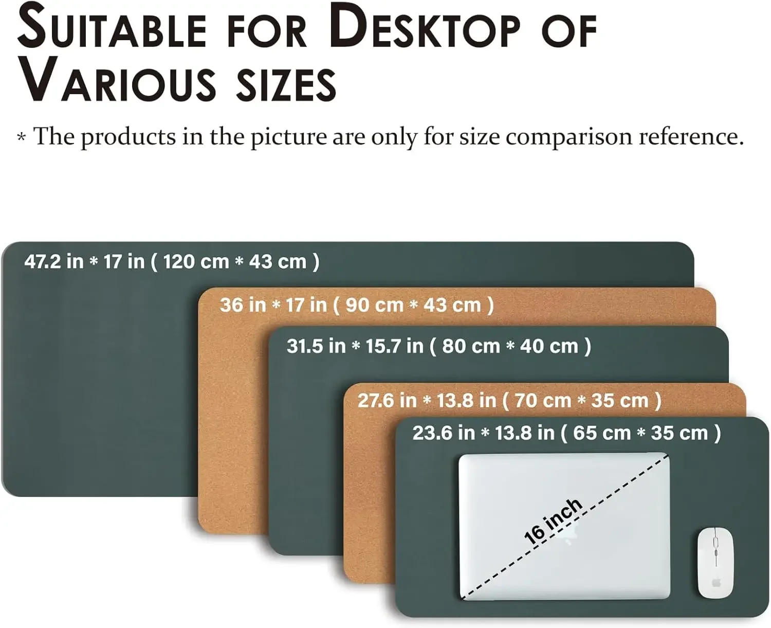 Cork Desk Mat Dual-Sided Desk Pad for Office Home - Large Mouse Pad Desk Protector with PU Leather and Cork (Dark Green - view 5