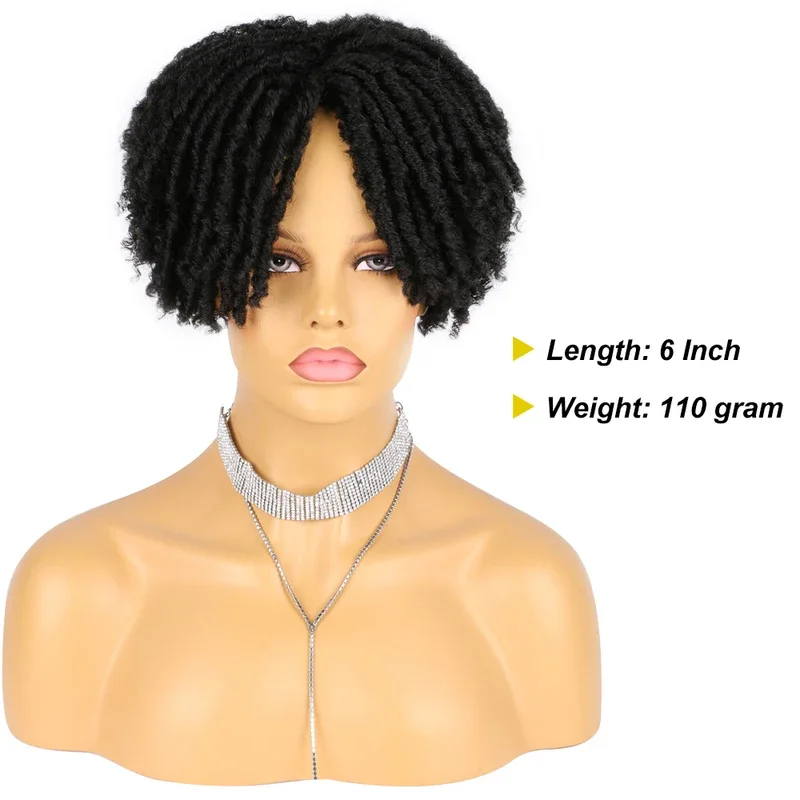 6 Inch Dreadlock Hair Topper Synthetic Locs Braided Half Wig Short Dreadlocs Hair Toupee Afro Wigs For Black Women and Men