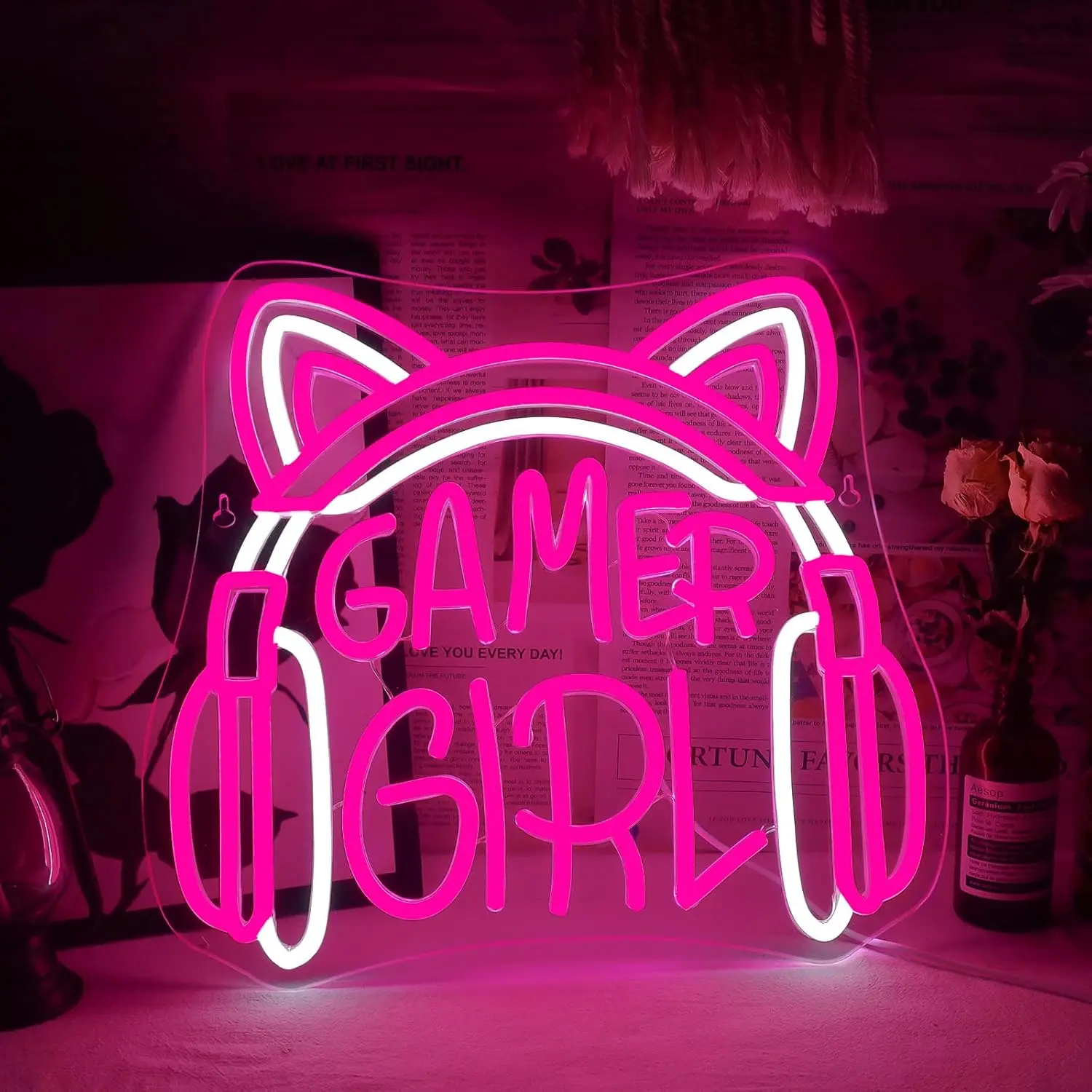 

Gamer Girl Gaming Neon Sign Dimmable LED Neon Lights Sign for Living room Man cave Game Room Birthday Gifts