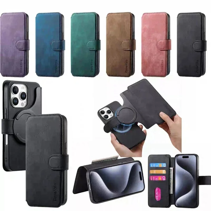 Für Samsung Galaxy S26 S25 S24 S23 S22 S21 Ultra Plus FE Magsafe Hülle 2-in-1 Abnehmbare Flip-Lederhülle mit Magnetkartenfach