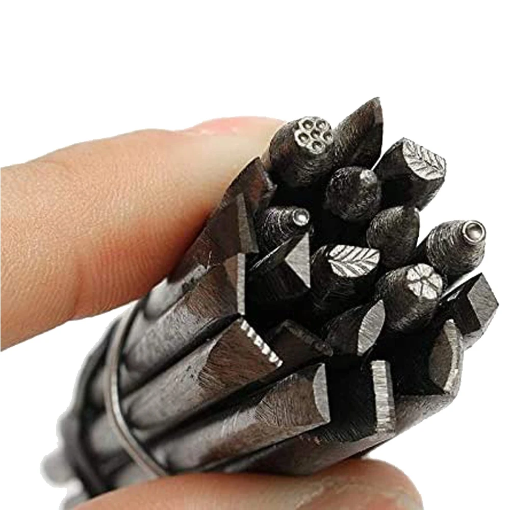 20 Stück Leder markierung Schnitzen Blumen meißel Werkzeuge DIY Stempel Stempel Arbeit Stempel Schmuck Blume Stahl Metall Stempel form