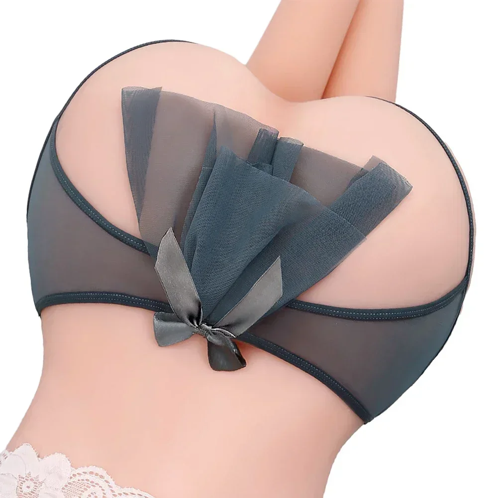 Culotte à entrejambe ouverte pour femmes, string sexy, slip à nœud en maille, sous-vêtements en polyester, couleurs assorties