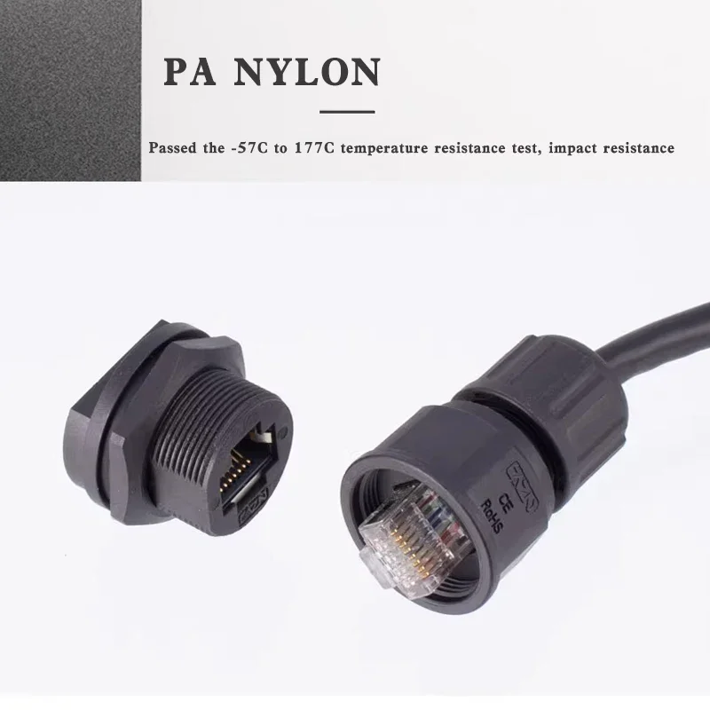 Waterproof CAT6/5 RJ45 Connector Outdoor Panel Mount Network Interface IP67 Male Female Network Cable Crystal Head Aviation Plug